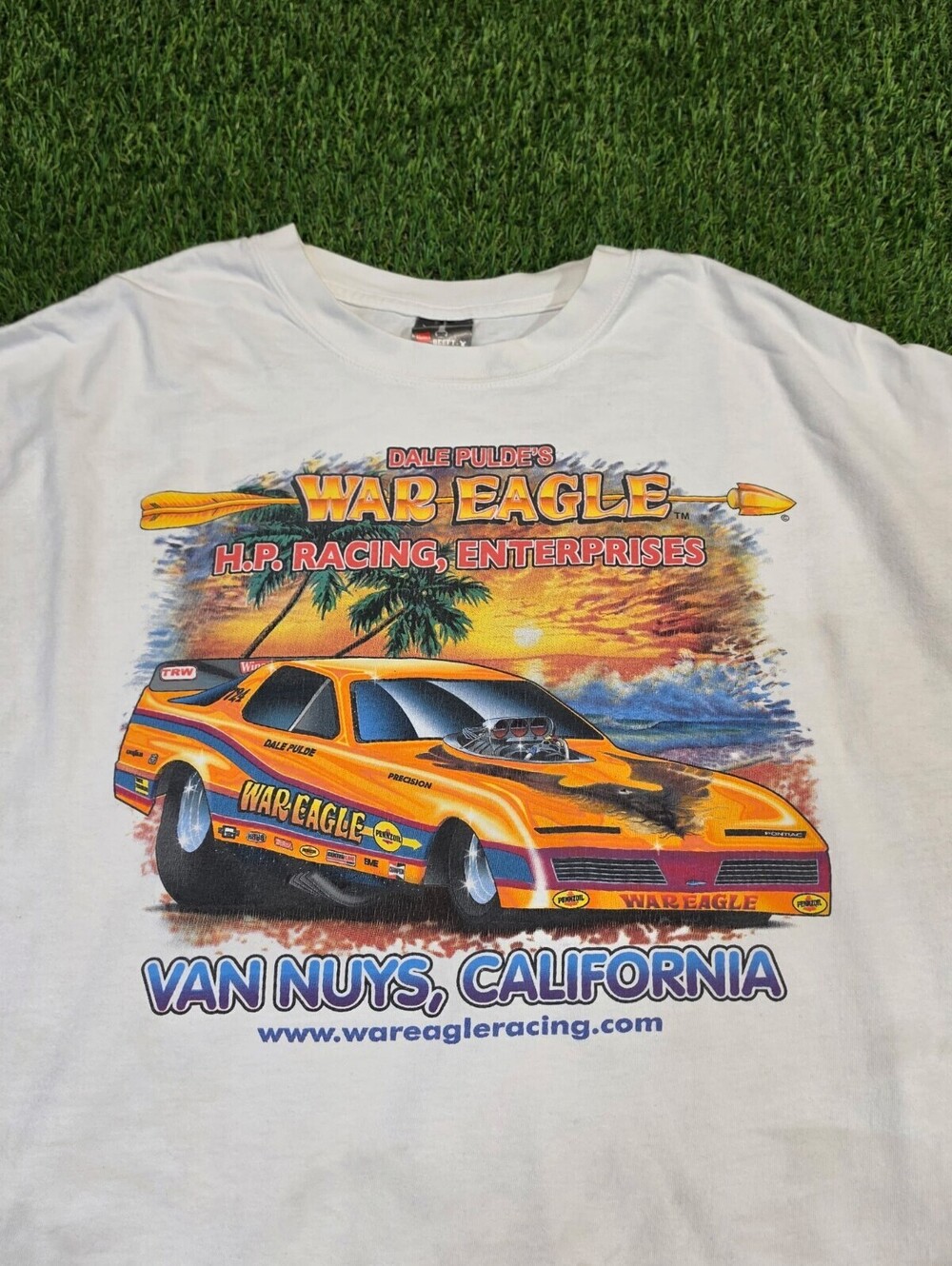 Vintage Hanes Beefy-T White War Eagle Racing Graphic T-Shirt